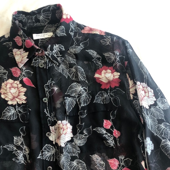 Equipment Sheer Floral Button-up Blouse - Picture 2 of 3